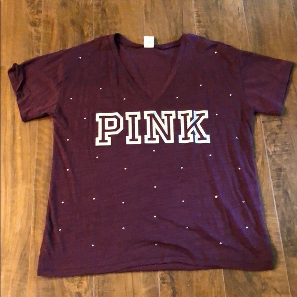 PINK Victoria's Secret Tops - 🌸Pink Shirt size L, rhinestone detail.